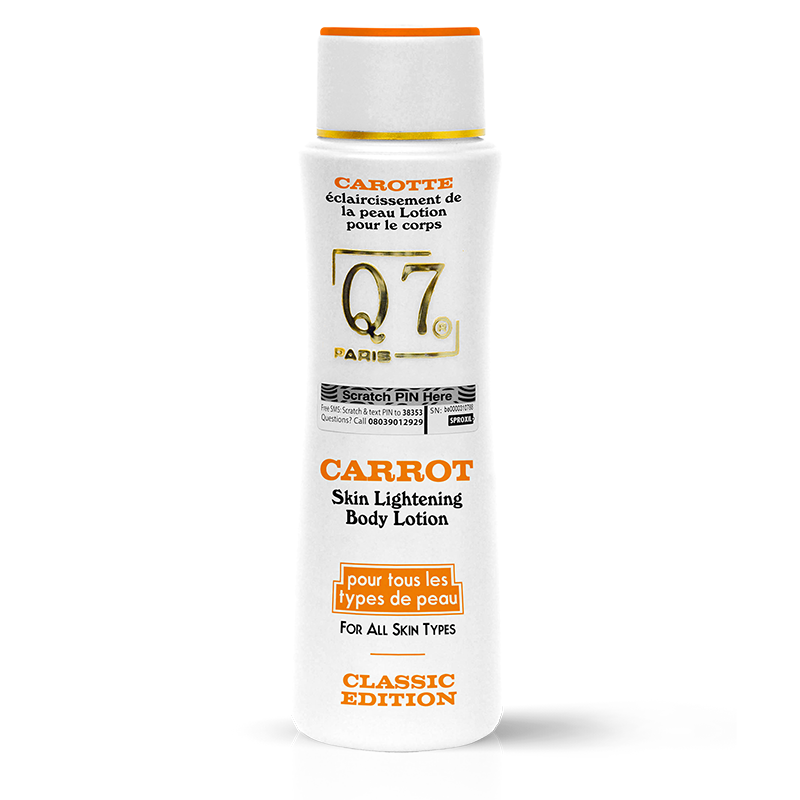 Q7Paris Carrot Skin Lightening Body Lotion – Classic Edition – 300ml Q7Paris Carrot Skin Lightening Body Lotion – Classic Edition – 300ml